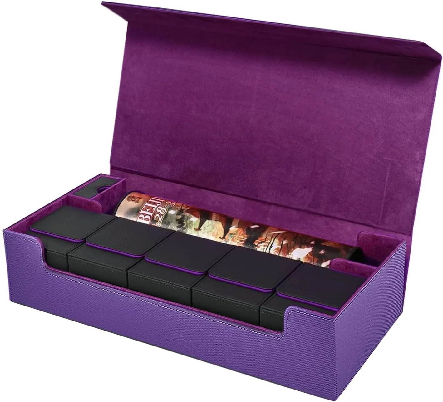 Premium Trading Card Storage Case TCG Deck Box Holds 800  Sleeved Cards for MTG, YuGiOh, Uno, Sport with Strong Magnet Closure (Purple)