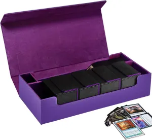 Premium Trading Card Storage Case TCG Deck Box Holds 800  Sleeved Cards for MTG, YuGiOh, Uno, Sport with Strong Magnet Closure (Purple)