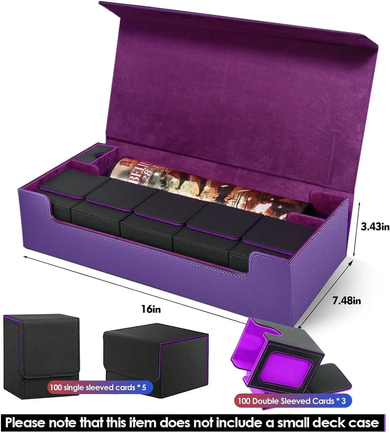 Premium Trading Card Storage Case TCG Deck Box Holds 800  Sleeved Cards for MTG, YuGiOh, Uno, Sport with Strong Magnet Closure (Purple)