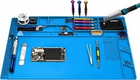Premium Heat Resistant 932°F Silicone Soldering Mat, Large Anti Static Magnetic Electronic Repair Work Mat for BGA and Gun Soldering Iron, Workbench, Cell Phone Laptop Repair, 21.6'' *13.8 ''