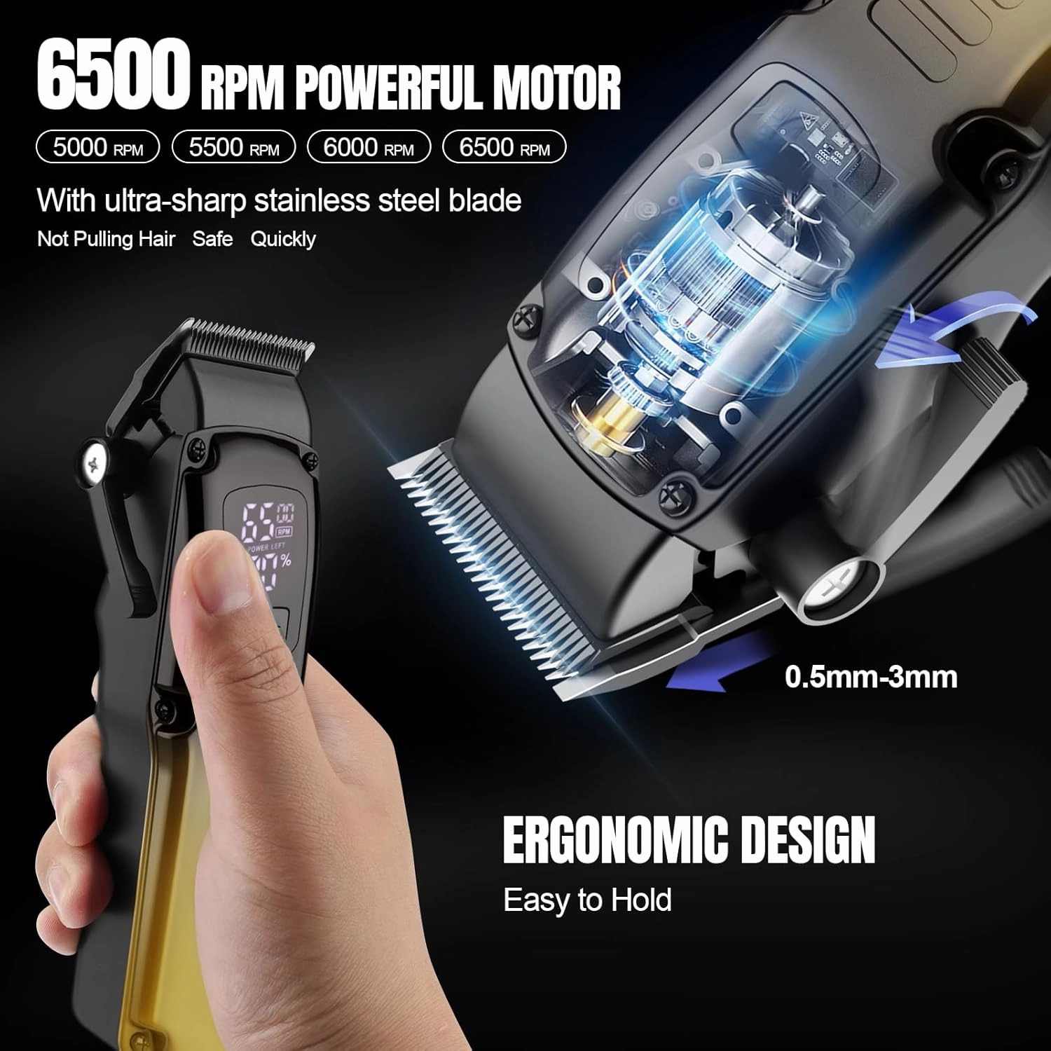 Professional Barber Hair Clippers Trimmer Shaver Set for Men,Cordless Hair Cutting Kit & Zero Gap T-Blade Trimmer & 8500 RPM Electric Shaver Combo with EVA Case,Mens Gift