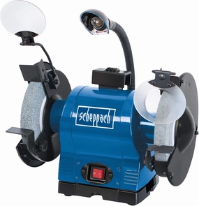 Professional Double Grinder BG200 with Induction Motor and Work Lamp | 230 V 550 W - Diameter 200 mm Stone | K36 / K60 | Spark Protection | Workpiece Rest & Sharpening Stone Straightener |