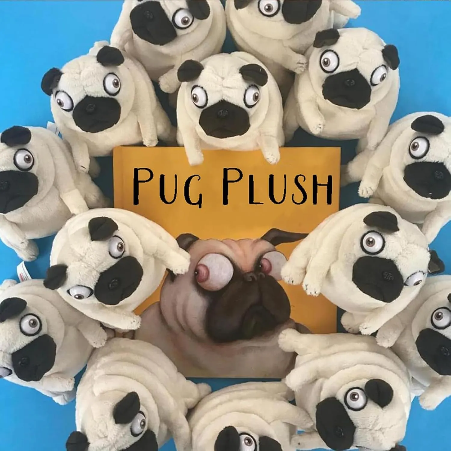 Pug Plush Toy 16" Hilarious Stuffed Animal - Funny Ugly Cute Weirdo Plushies for Kids Boys Adults - Valentines Birthdays Gift