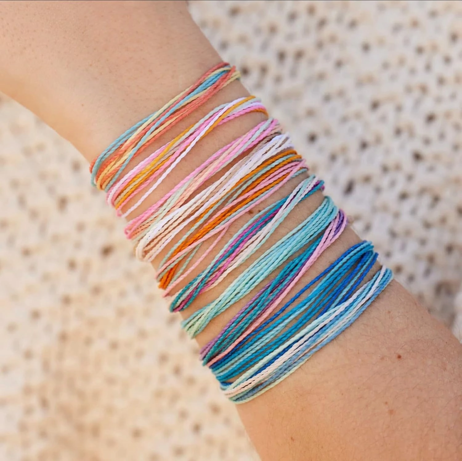 Pura Vida Bracelets Pack Friendship Bracelet Pack - Set of 10 Stackable Bracelets for Women, Handmade Bracelets & Cute Bracelets, Beach Accessoriess - 10 String Bracelets