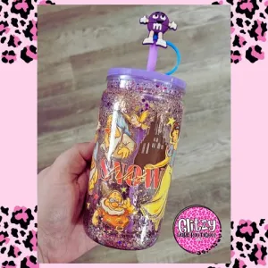 PURPLE PRINCESS SNOW GLOBE TUMBLER