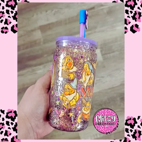 PURPLE PRINCESS SNOW GLOBE TUMBLER