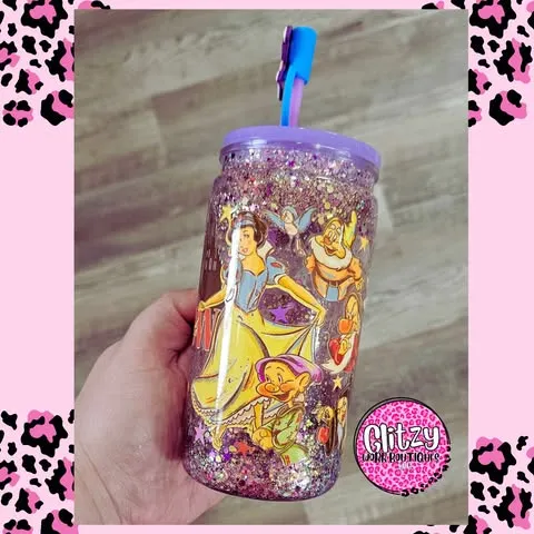PURPLE PRINCESS SNOW GLOBE TUMBLER