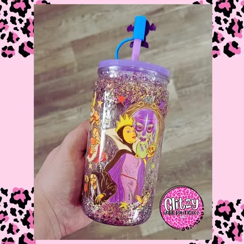 PURPLE PRINCESS SNOW GLOBE TUMBLER