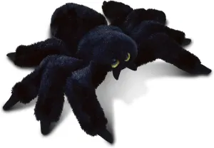 Puzzled Black Spider Plush, 7 Inch Collectible Decorative Big Eyes Tarantula Stuffed Toy Soft Take A Long Plushie Pillow Squishes Washable Cushy Mini Doll Creepy Crawlies Themed Kids Toys & Games