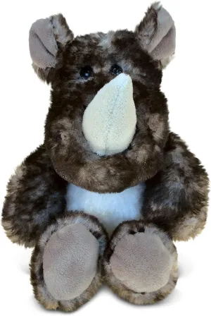 Puzzled DolliBu Plush Rhino Stuffed Animal - Soft Huggable Grey Rhinoceros, Adorable Playtime Rhino Plush Toy, Cute Wild Life Cuddle Gifts for Kids & Adults - 5.5 Inch