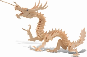 Puzzled 3D Puzzle Dragon Building Kit - Wooden Dragon Puzzle Toy for Kids and Adults, Educational DIY Wood Puzzle Toy Dragon, Dragon Model Kit 3D Animal Puzzle to Build and Paint with 148 Pieces Pack