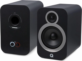 Q Acoustics 3030i Bookshelf Speakers Pair Carbon Black - 2-Way Reflex Enclosure Type, 6.5" Bass Driver, 0.9" Tweeter - Stereo Speakers/Passive Speakers for Home Theater Sound System