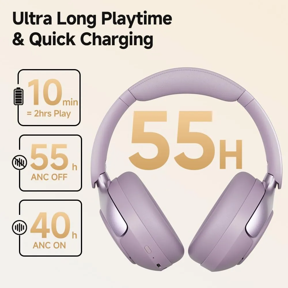 QCY H3 PRO Adaptive ANC Wireless Headphones Over Ear, 50dB Active Noise Cancellation with Multiple Modes, LDAC Hi-Res Wireless Audio, 55H Playtime, Custom EQ via App, Bluetooth 5.4