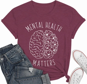 qdl Mental Health Matters Shirt Women Human Brain Illness Awareness Tshirts Therapist Psychologist Short Sleeve