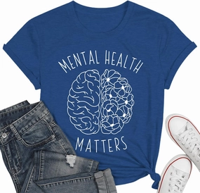 qdl Mental Health Matters Shirt Women Human Brain Illness Awareness Tshirts Therapist Psychologist Short Sleeve