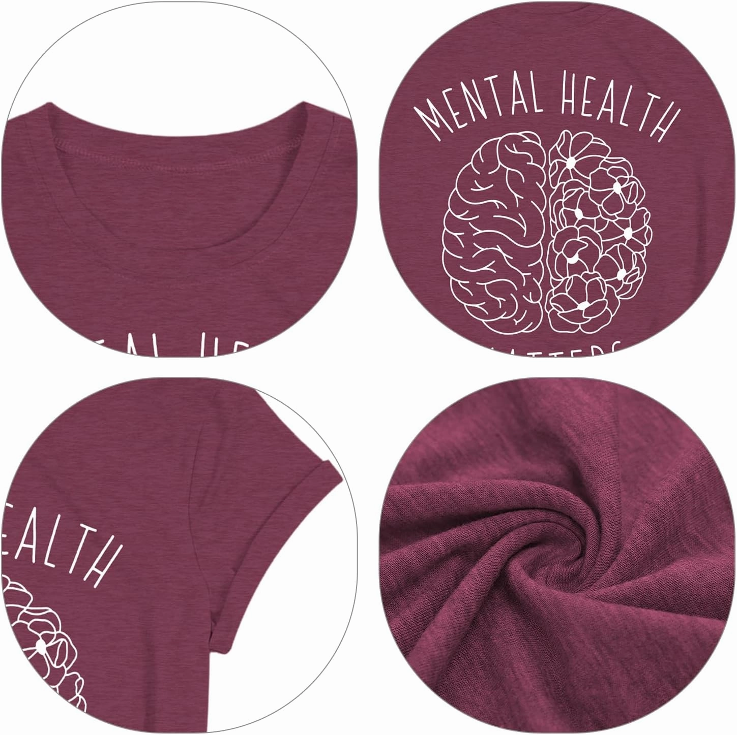 qdl Mental Health Matters Shirt Women Human Brain Illness Awareness Tshirts Therapist Psychologist Short Sleeve