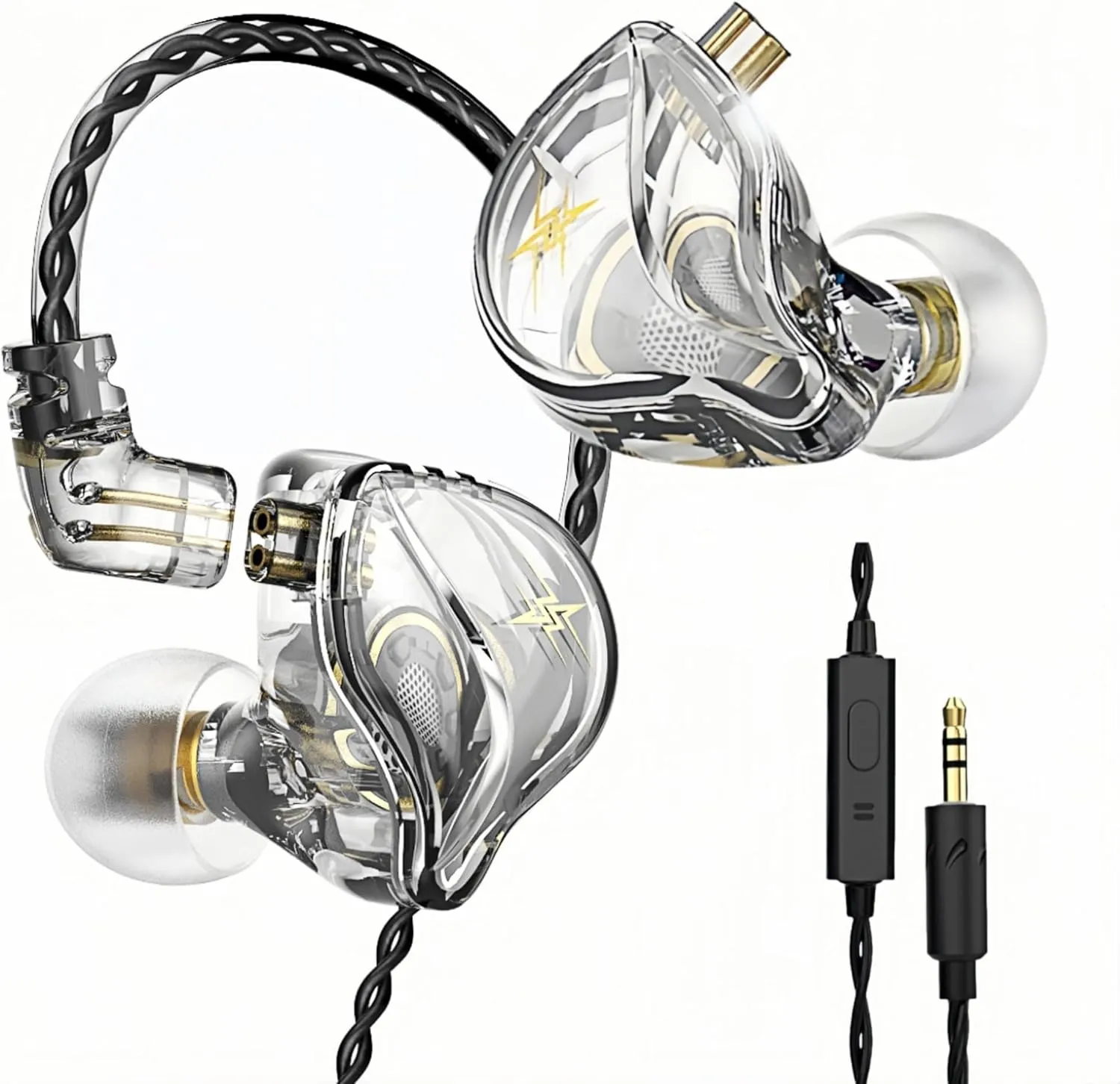 QKZ ZXT in-Ear Monitors,IEM Gaming Earbuds,HiFi Stereo Wired Headphones with Detachable Cable for Musician Singer(Transparent)