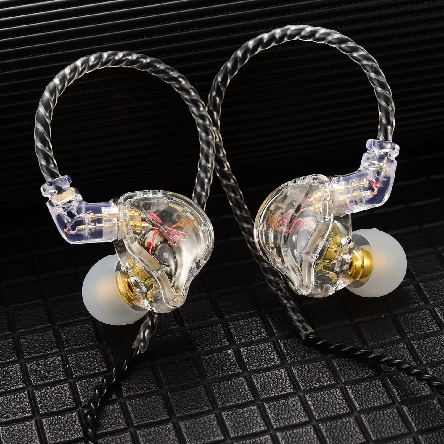 QKZ ZXT in-Ear Monitors,IEM Gaming Earbuds,HiFi Stereo Wired Headphones with Detachable Cable for Musician Singer(Transparent)