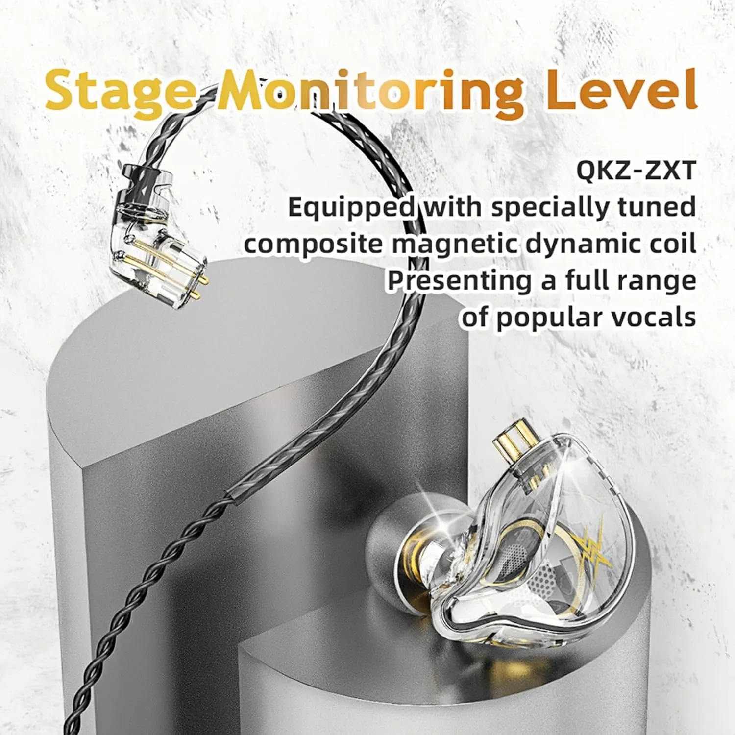 QKZ ZXT in-Ear Monitors,IEM Gaming Earbuds,HiFi Stereo Wired Headphones with Detachable Cable for Musician Singer(Transparent)