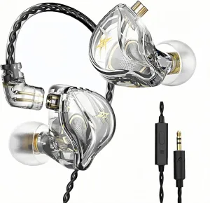 QKZ ZXT in-Ear Monitors,IEM Gaming Earbuds,HiFi Stereo Wired Headphones with Detachable Cable for Musician Singer(Transparent)
