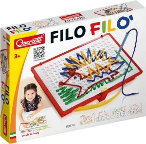 Quercetti Filo Play Set - A Novel Lacing Tool with 18 Pattern Templates to Create Art with String- for Ages 4 and Up (Made in Italy)