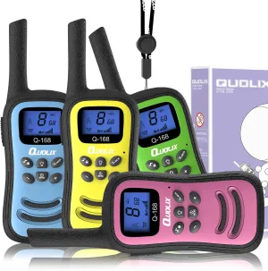 Quolix Walkie Talkies for Kids Rechargeable, Toys for Age 5-13 Girls LED Flashlight, VOX, Easy to Use Kids Walkie Talkies Long Range for Christmas Birthday Gifts Indoor and Outdoor Toys