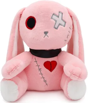 Rabbit Plush Doll, Crazy Plush Toy, Halloween Scary Rabbit Stuffed Animal Long Ears Standing Toy, Suitable for Fans Easter Christmas Birthday Gift. (11.8 in Pink)