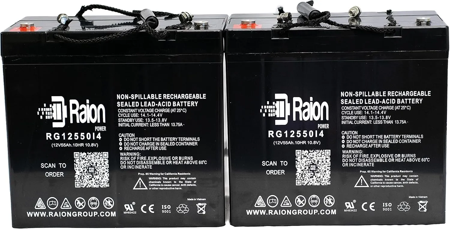 Raion Power RG12550I4 12V 55Ah Replacement Electric Wheelchair Scooter Battery for Golden Technology GA 541-2 Pack