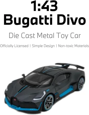 RASTAR 64000 1/43 Bugatti Die Cast Metal Toy Car - Officially Licensed Bugatti Divo Die-Cast Model Car for Play and Display - Ideal Gift for Kids - Grey