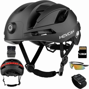 RAW3 Bike Helmet for Adult Men Women, Smart Bluetooth Helmet with Cameras Front HD 1080P Video Recorder for Riding Ebike, Electric Scooter, CPSC Certified, Bicycle Helmets for Cycling (128GB)