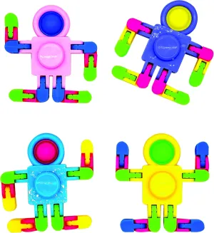 Raymond Geddes Pop ‘N’ Spin Toys for Kids (Pack of 24) - 3-in-1 Whacky Guy Stress Toys for Kids - Fun School Supplies