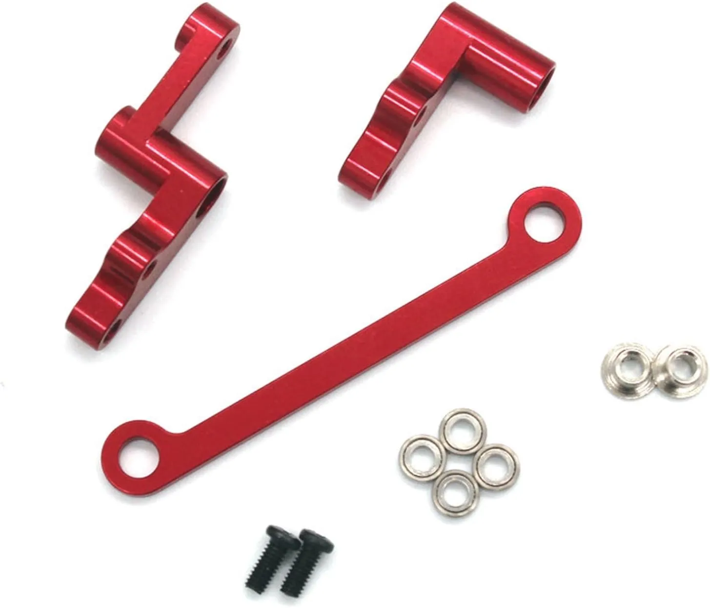 RC Car Parts for WLtoys 124008 124010 RC 1/12 Metal Upgrade Parts Steering Assembly Parts Remote Control Cars Decoration Replacement RC Car Accessories(Red)