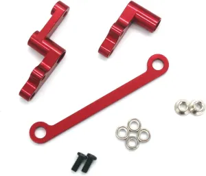 RC Car Parts for WLtoys 124008 124010 RC 1/12 Metal Upgrade Parts Steering Assembly Parts Remote Control Cars Decoration Replacement RC Car Accessories(Red)