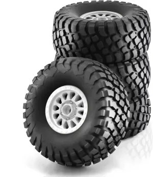 Rc Car Wheel Rim Tire Compatible with ARRMA for Mojave for TRAXXAS for UDR 1/7 RC Car 138mm Off-Road for Buggy for Desert Short Course Truck Tire 17mm Wheel Hex(White)