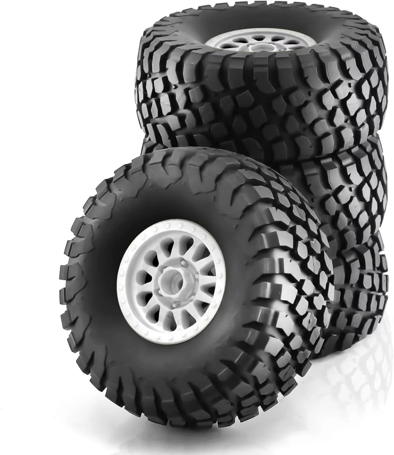 Rc Car Wheel Rim Tire Compatible with ARRMA for Mojave for TRAXXAS for UDR 1/7 RC Car 138mm Off-Road for Buggy for Desert Short Course Truck Tire 17mm Wheel Hex(White)