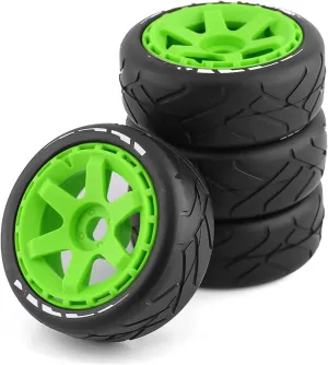 Rc Car Wheel Rim Tire Compatible with ARRMA for Redcat for Team for Losi for Kyosho for HPI for Hobao 1/8 RC Off-Road for Buggy 103mm Tires Wheel 17mm Hex(Green)