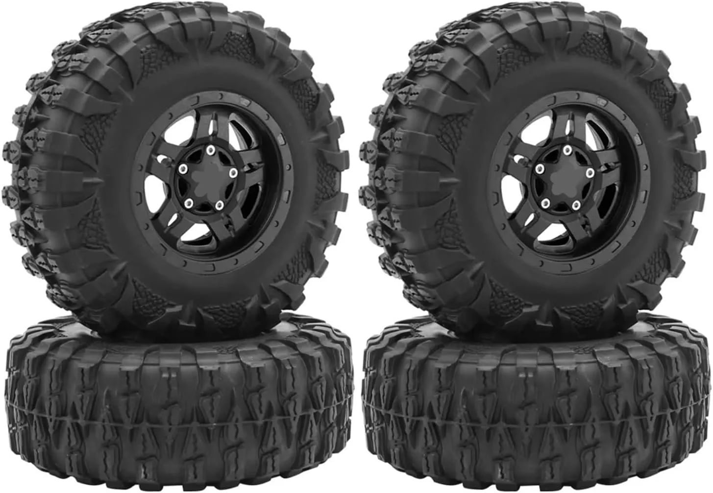 Rc Car Wheel Rim Tire Compatible with Axial for SCX10 for Wraith for Capra for Traxxas for TRX4 1/10 RC Crawler Car 4PCS 120mm 2.2" Beadlock Wheel Rim Tire Set