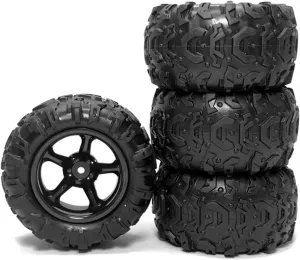 Rc Car Wheel Rim Tire Compatible with Deerc 9300 9310 for Pxtoy 9300 9302 9303 9304 1/18 RC Car Spare Parts Accessories 4Pcs Rubber Tire Wheel Tyre for