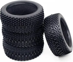 Rc Car Wheel Rim Tire Compatible with HSP for Redcat for Losi for HPI for Kyosho MP9 for Hobao 1/8 RC Parts Off-Road for Buggy Car 110mm Rubber Tire Tyre 4Pcs