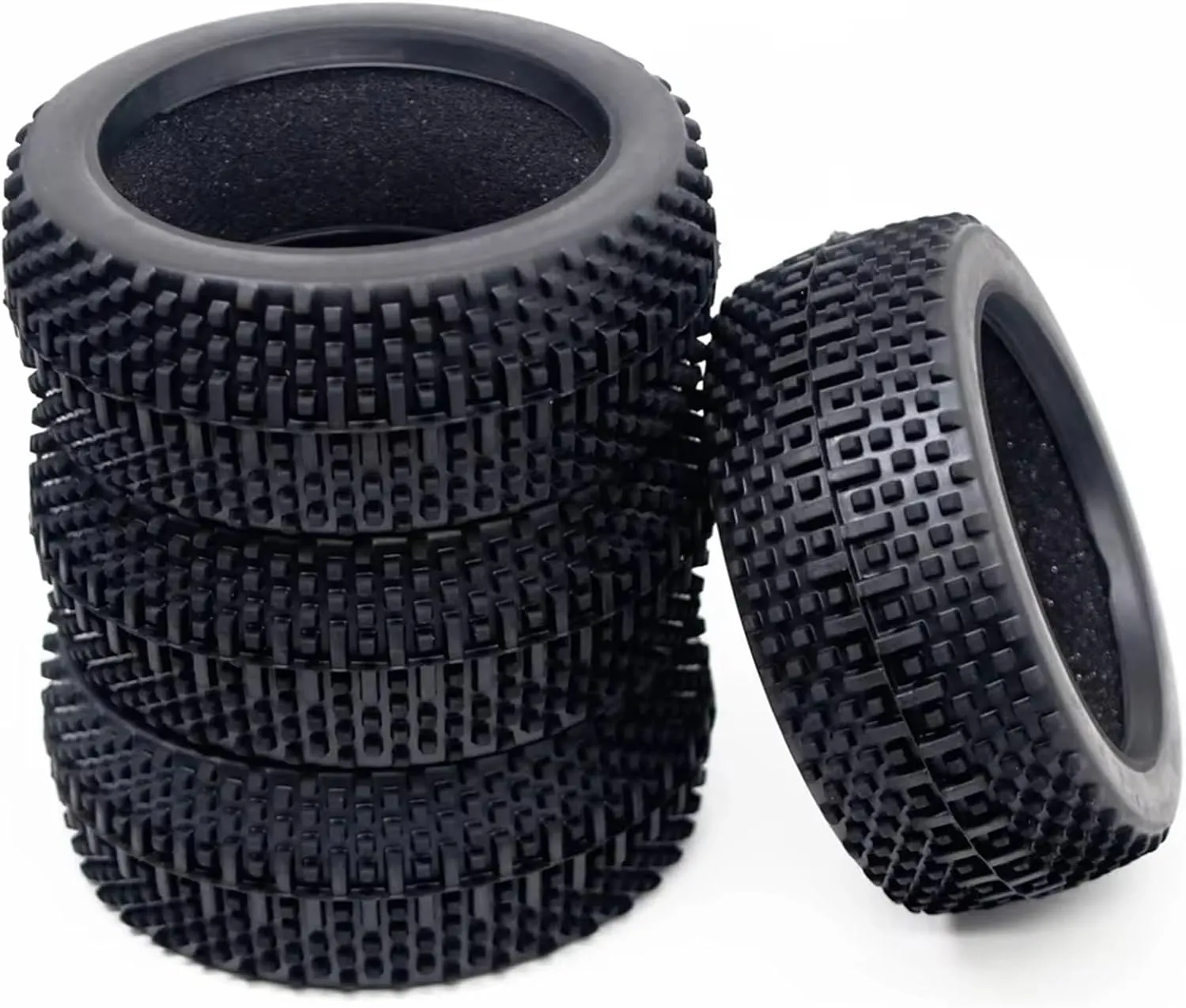 Rc Car Wheel Rim Tire Compatible with HSP for Redcat for Losi for HPI for Kyosho MP9 for Hobao 1/8 RC Parts Off-Road for Buggy Car 110mm Rubber Tire Tyre 4Pcs