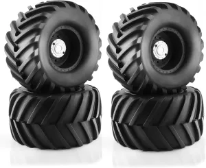 Rc Car Wheel Rim Tire Compatible with Traxxas for HIMOTO for HSP for HPI for Tamiya for Kyosho 1/10 for Monster Truck for Buggy 133mm Tires Wheel Parts 12mm Hex(Black)