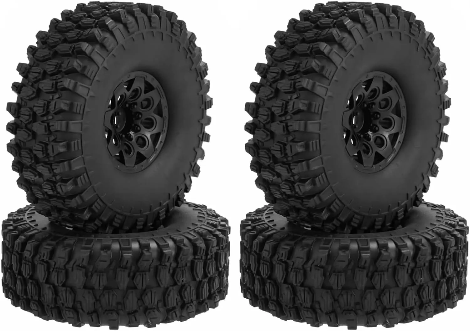 Rc Car Wheel Rim Tire Compatible with Traxxas for TRX4 D90 for Axial for SCX10 II III for Redcat 1/10 RC Crawler Car 120mm 1.9 Beadlock Wheel Rim Tire Set(A)