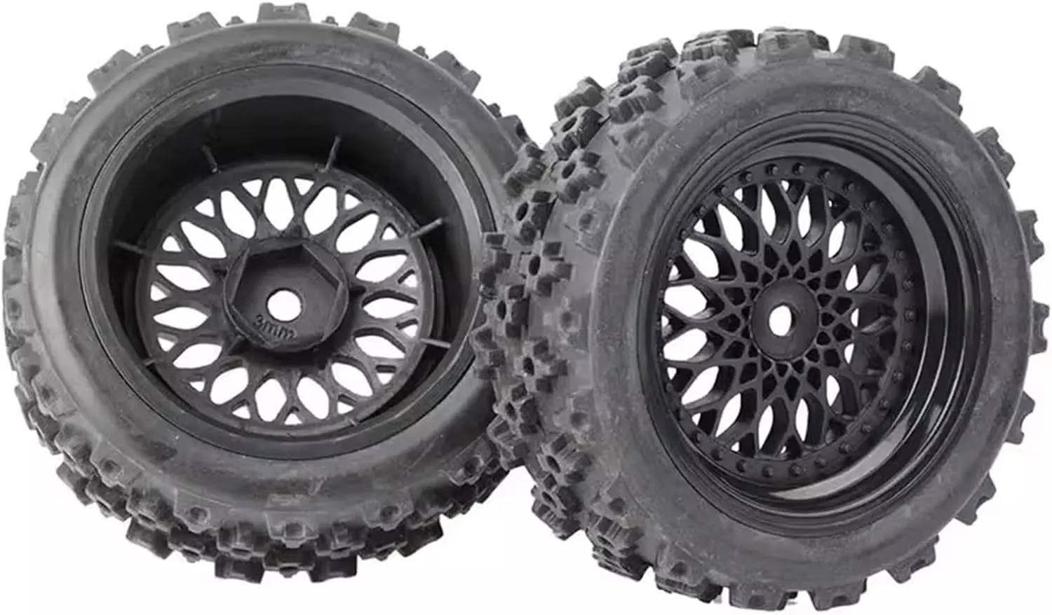 Rc Car Wheel Rim Tire Compatible with TT-01 for TT-02 for XV-01 for DF-03 for TA06 RC for Rally for Racing Car Parts 12mm Glued Rubber Tire Plastic Wheels Rim(Black)