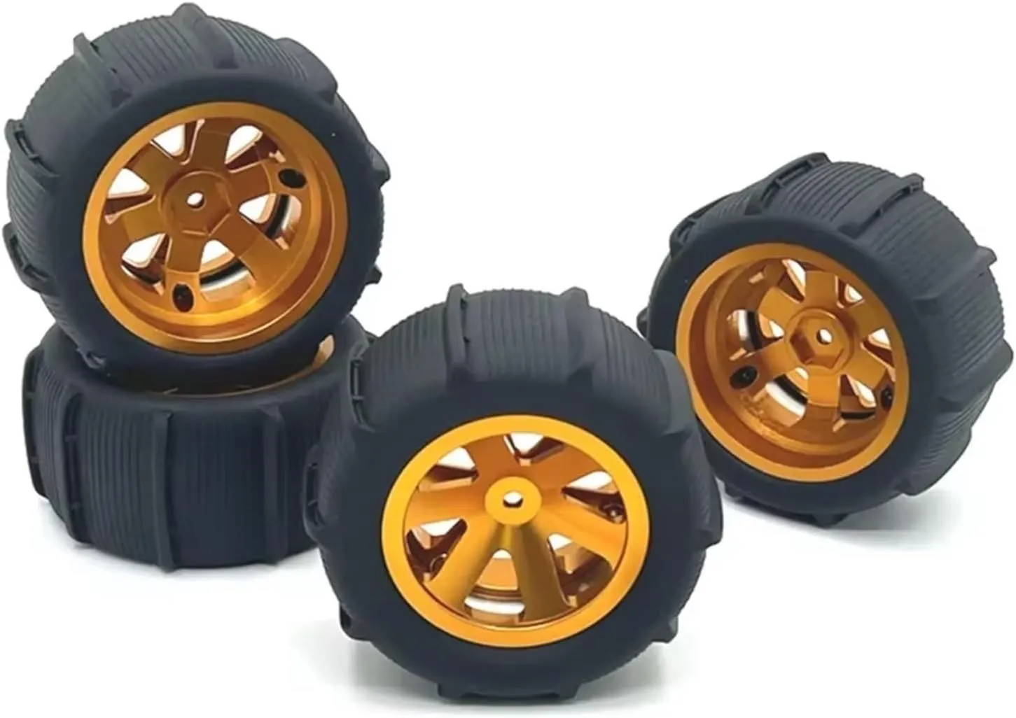 Rc Car Wheel Rim Tire Compatible with Wltoys 144001 124019 A959 for SCY 16101 for MJX 14209 16207 for JJRC Q130A RC Car Parts 85mm Snow Sand Tires Tyre Wheel(Yellow)