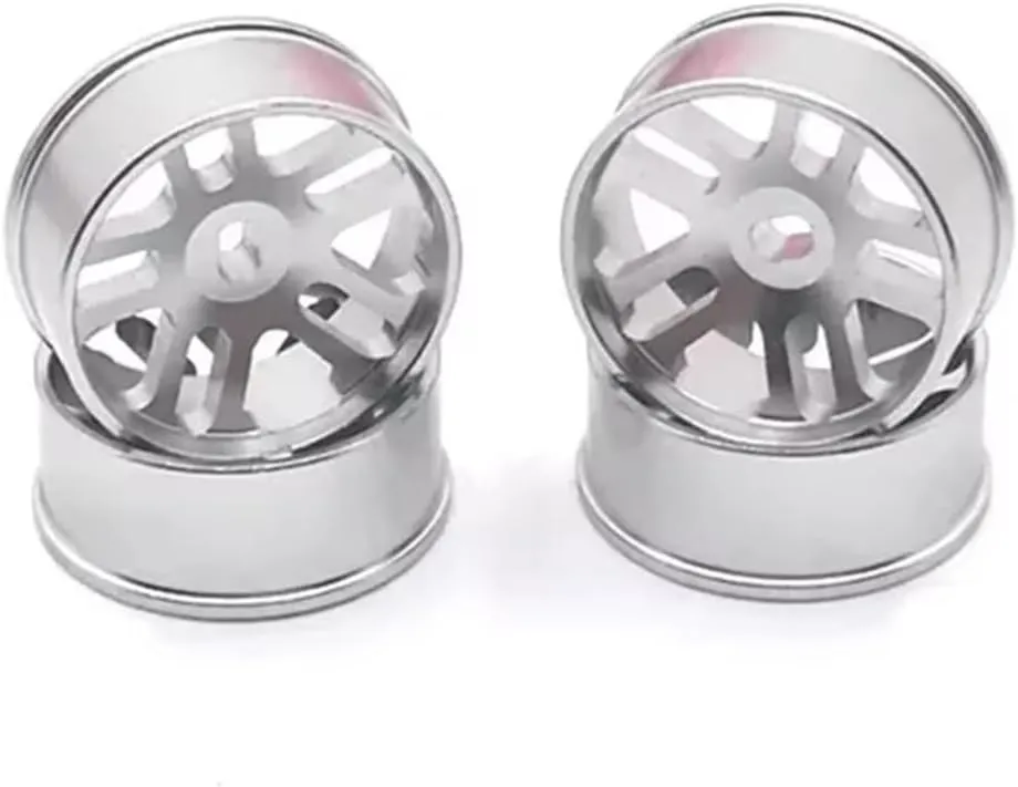 Rc Car Wheel Rim Tire Compatible with WLtoys 284131 K969 K989 for Iw04m for MINI-Q for MINI-Z RC Car Metal Spare Parts Modified Drift Wheels Drift Tire Skins(Silver,Wheel)