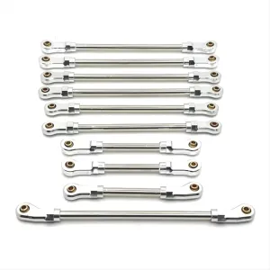 Rc Connecting Rod Tie Rod for WLtoys 104006 104010 104020 104026 10Pcs Metal Pull Rod for Fit Remote Control Car Parts and Accessories Upgrades Replacement and Use(Silver)