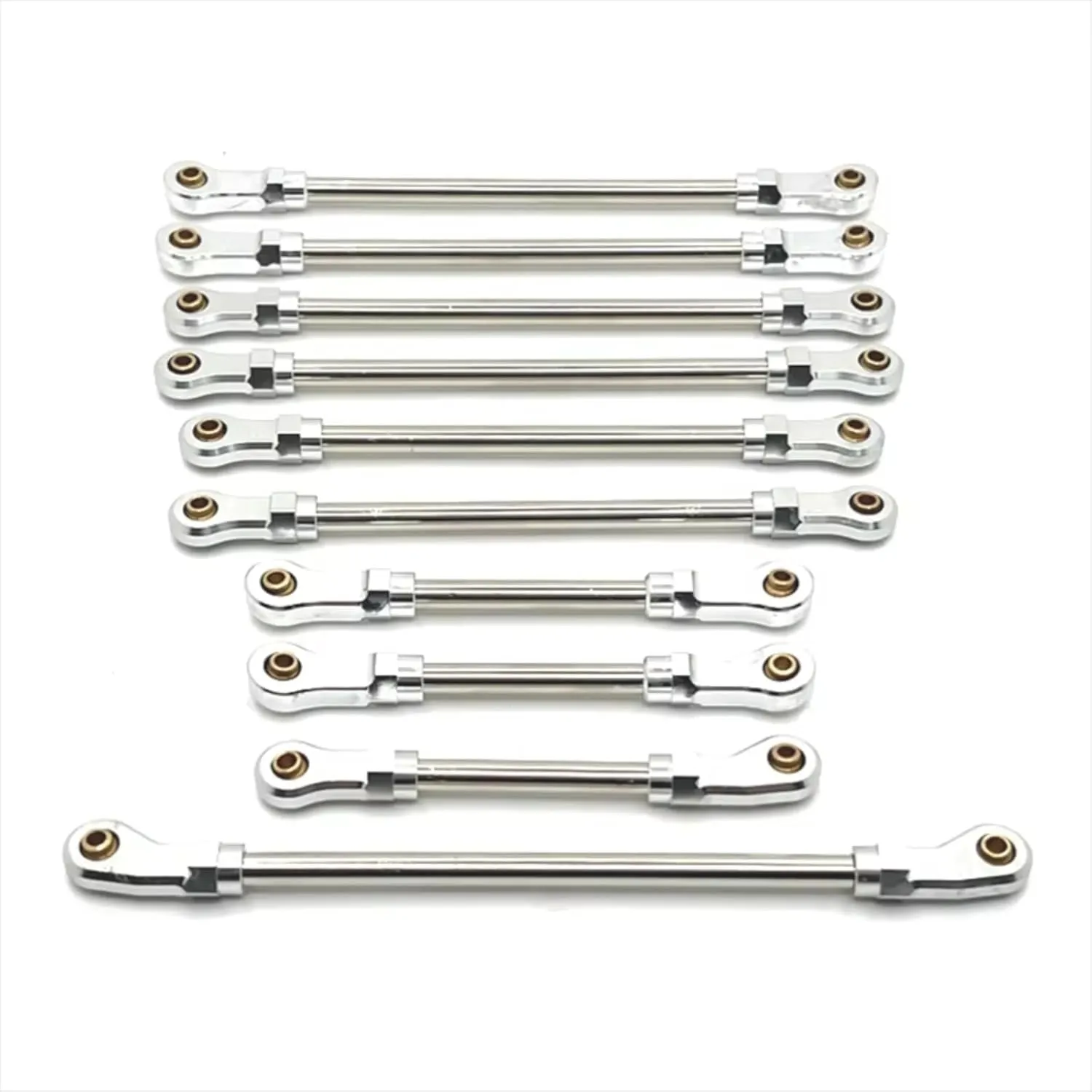 Rc Connecting Rod Tie Rod for WLtoys 104006 104010 104020 104026 10Pcs Metal Pull Rod for Fit Remote Control Car Parts and Accessories Upgrades Replacement and Use(Silver)