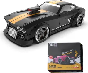 RC Drift Car, 1/32 Scale 2.4G 4WD Model Vehicle with Three LED Headlight Modes, Four Adjustable Wheelbase Options (RTR Version/Black)