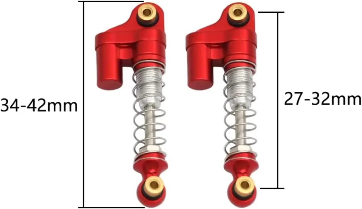 Rc Shock Absorber For Axial For SCX24 90081 1/24 4Pcs 32MM Shock Absorber Aluminum Damper RC Car Tracked Vehicle Parts And Accessories Upgrade Replacement Use(Red)