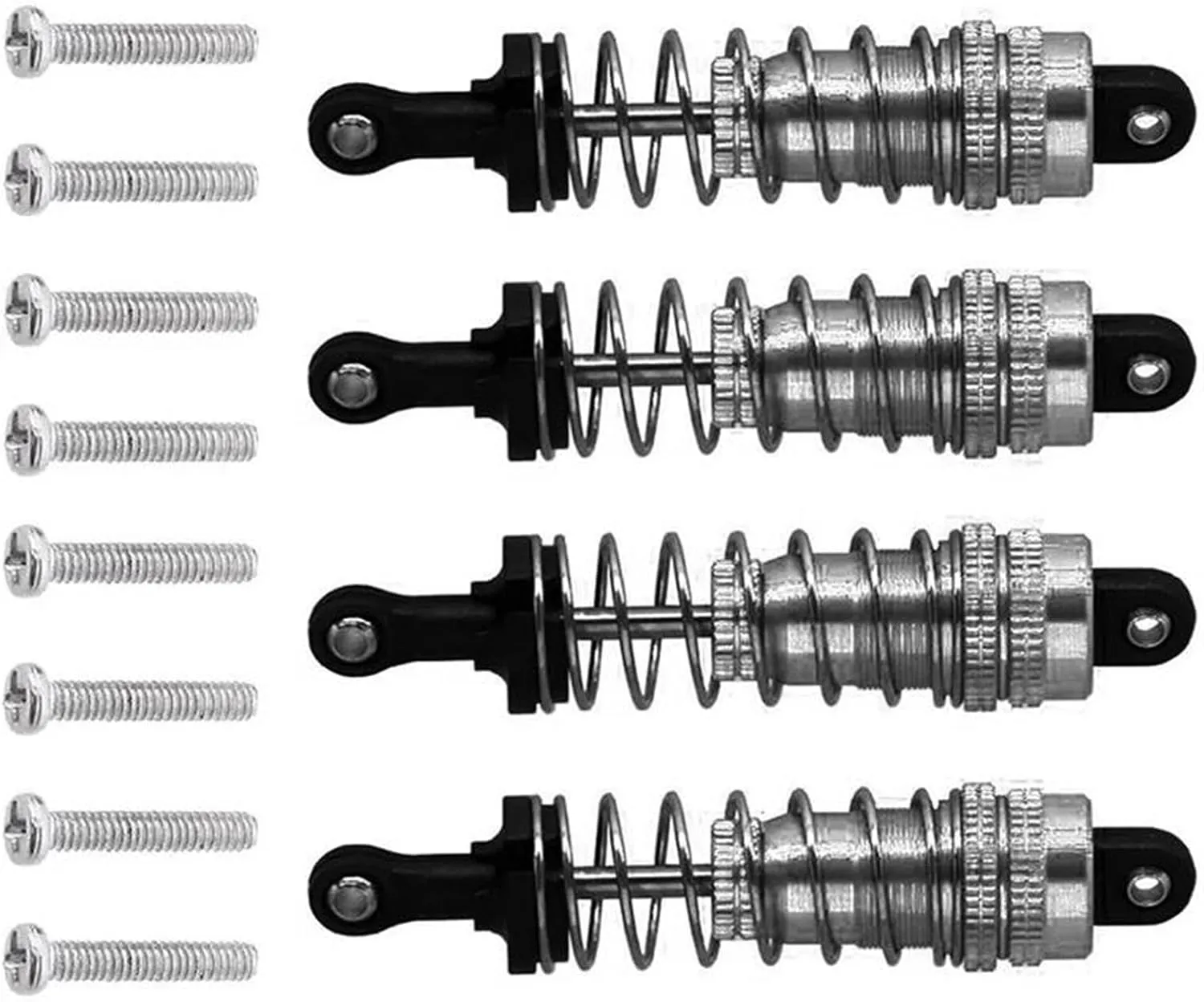 RC Shocks Damper Compatible with WLtoys 144001 1/14 RC Drift for Racing Car Parts 4Pcs Metal Shock Absorber Damper Replacement Accessory(Gray)